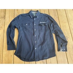 Remington Shirt Mens Large Black Twill Long Sleeve Button Up Hunting Workwear